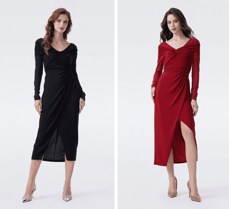 DVF Spring 2026 Metallic Knit A-Line Wrap Dress - detail 7