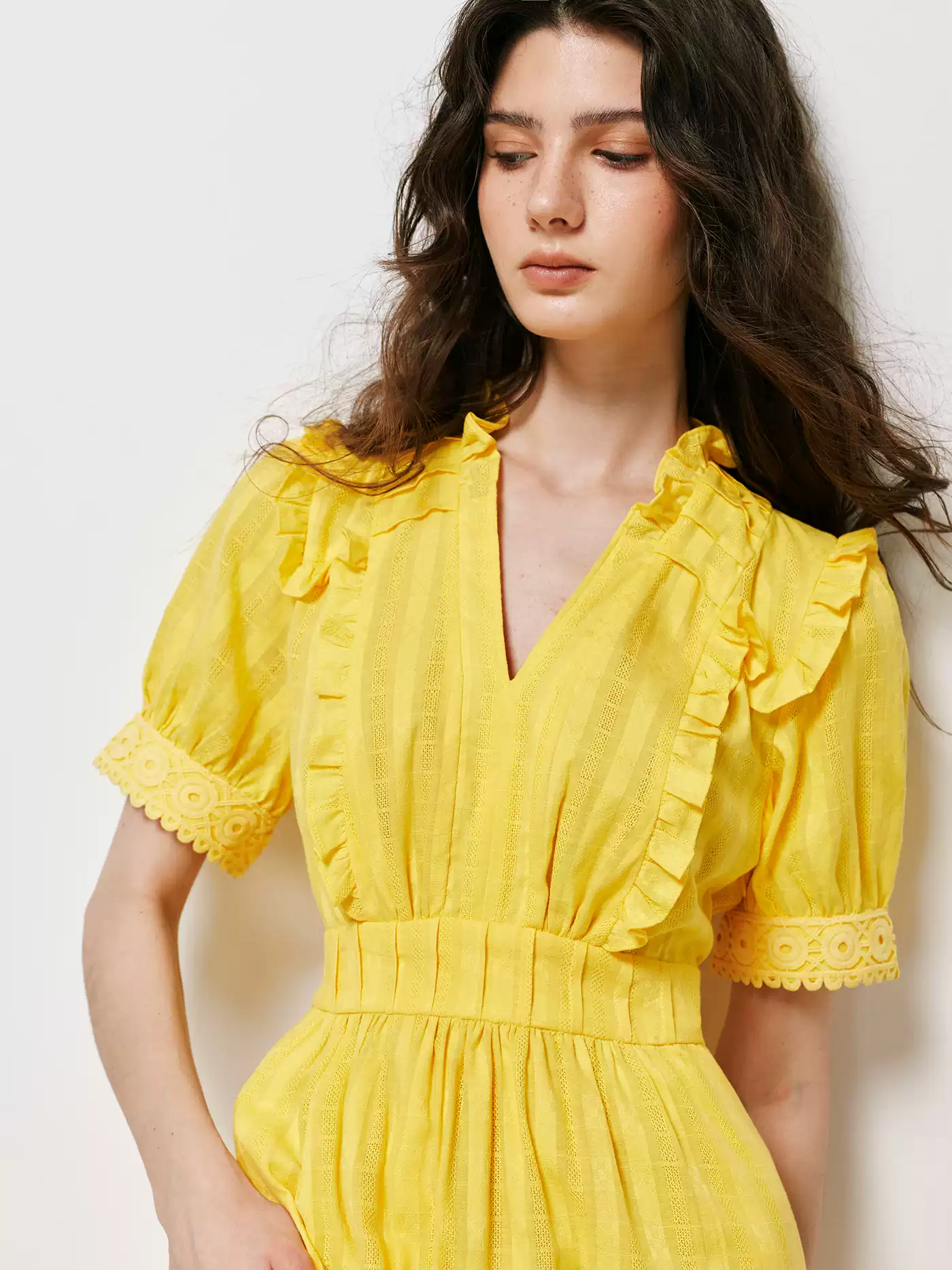 pigpighouse Cotton Openwork Jacquard Tea Dress - alternate view