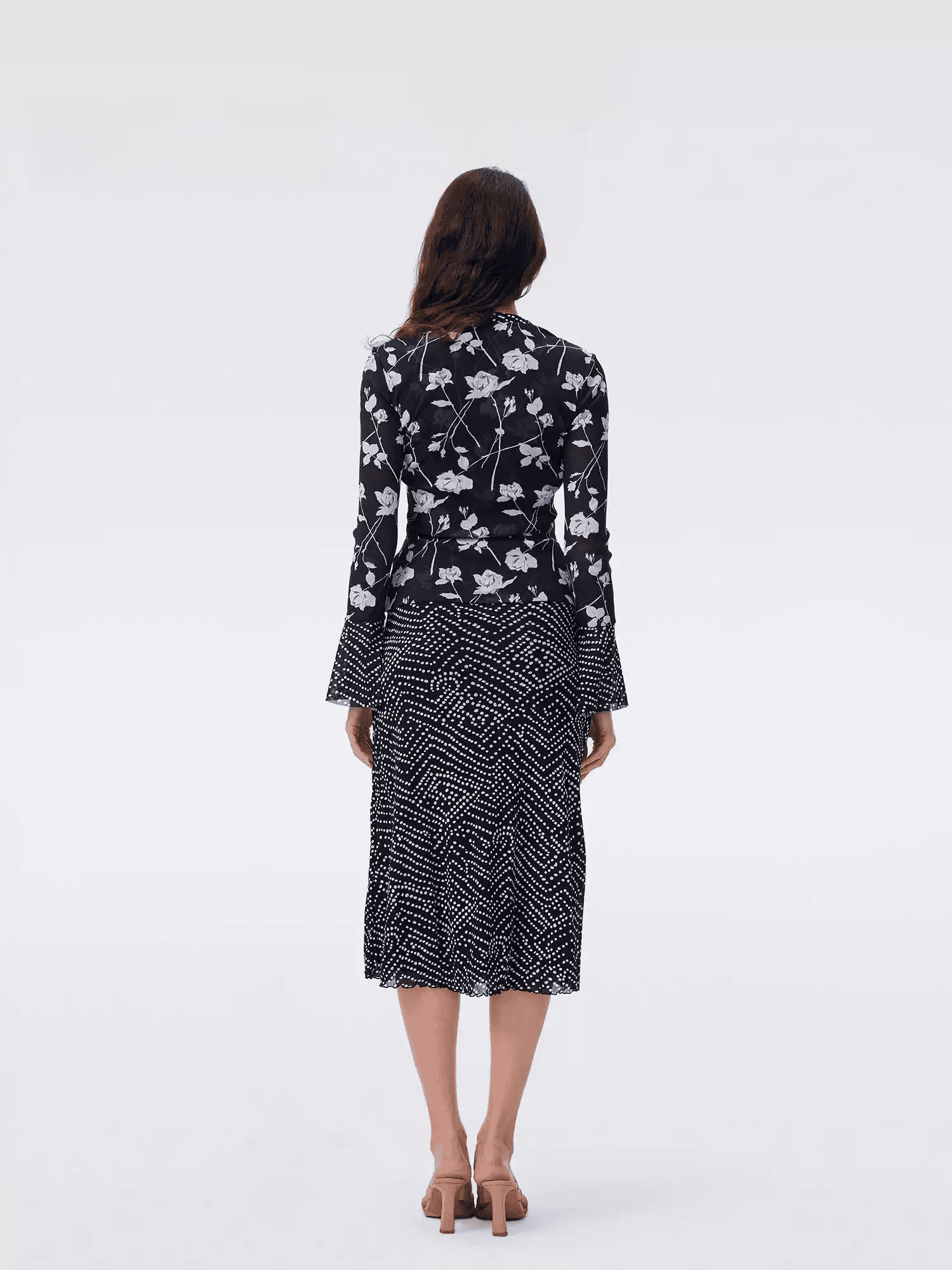 DIANE VON FURSTENBERG Printed Stretch Mesh Top and Skirt - alternate view