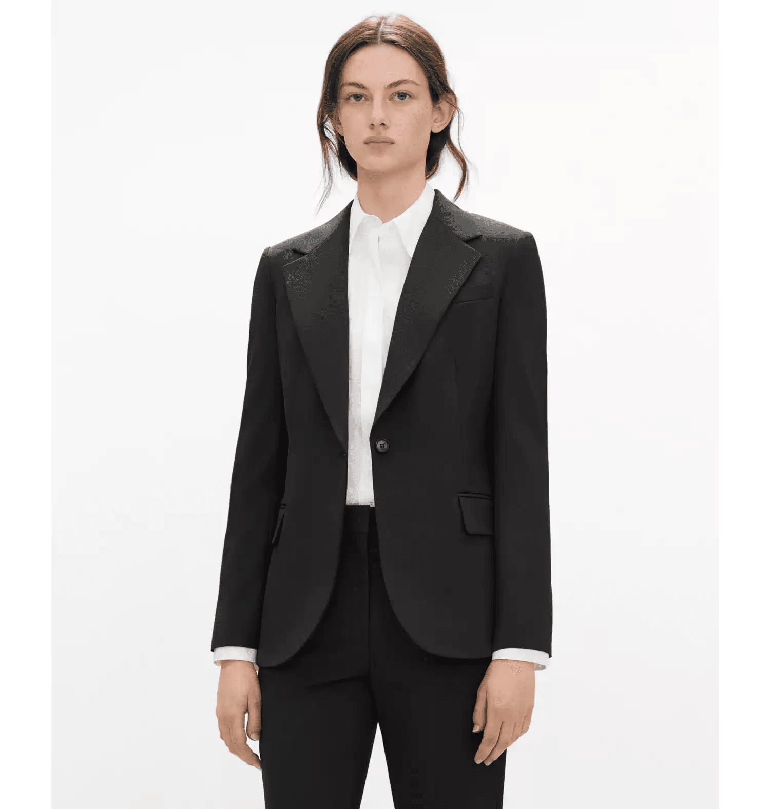 Elegant Tailored Wool-Blend One-Button Blazer