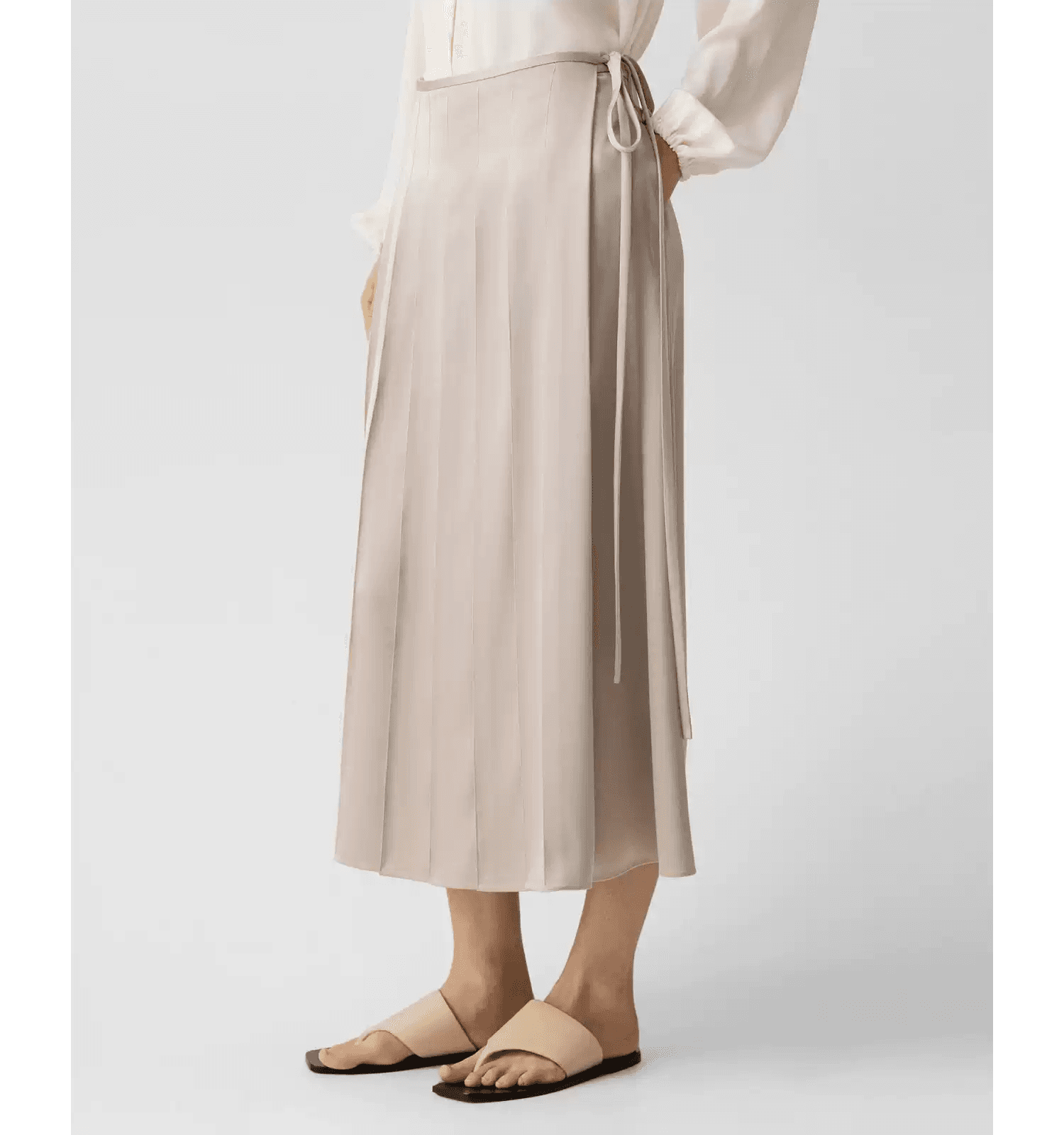 Elegant Satin Wrap-Style Pleated Skirt