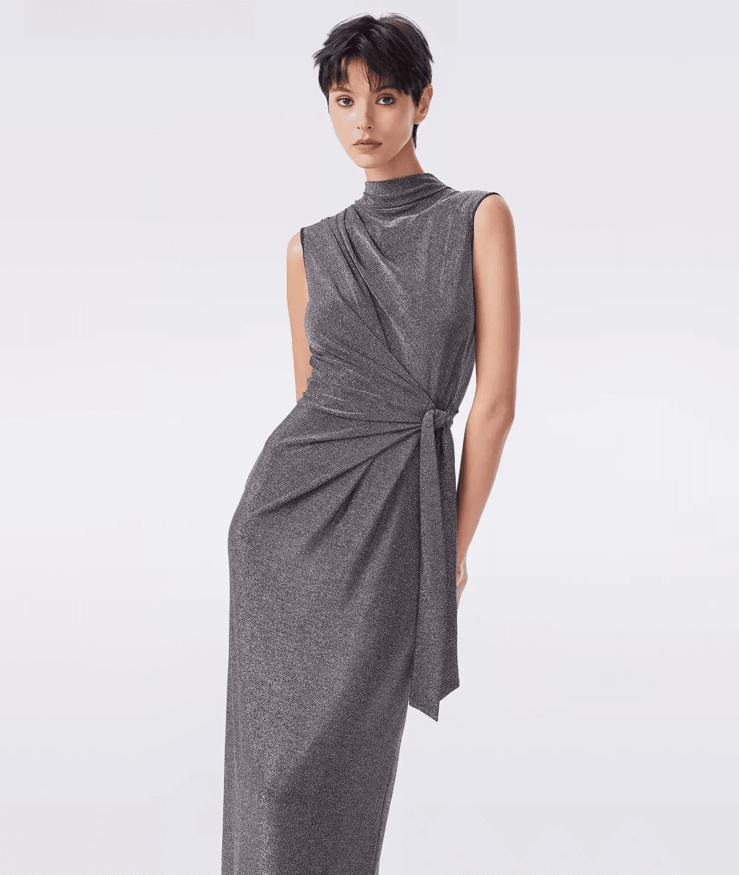 DVF Fall 2026 Metallic Knit Mock-Neck Dress - alternate view