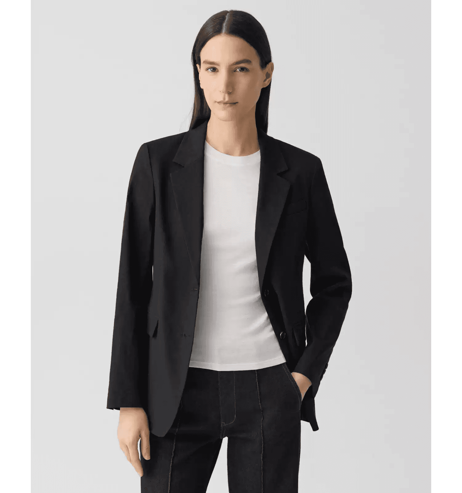 Elegant Linen-Blend Two-Button Blazer for Work