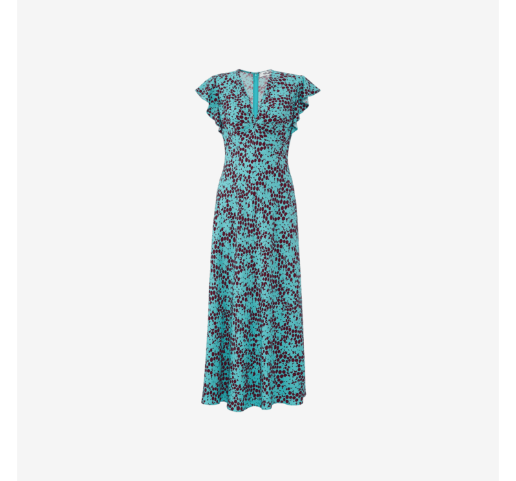 DVF Turquoise Print A-Line Tea Dress - detail 6