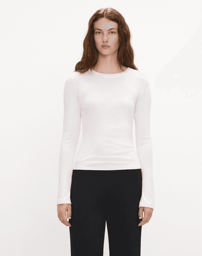 Modal-Cotton Seam-Detail Long-Sleeve Top