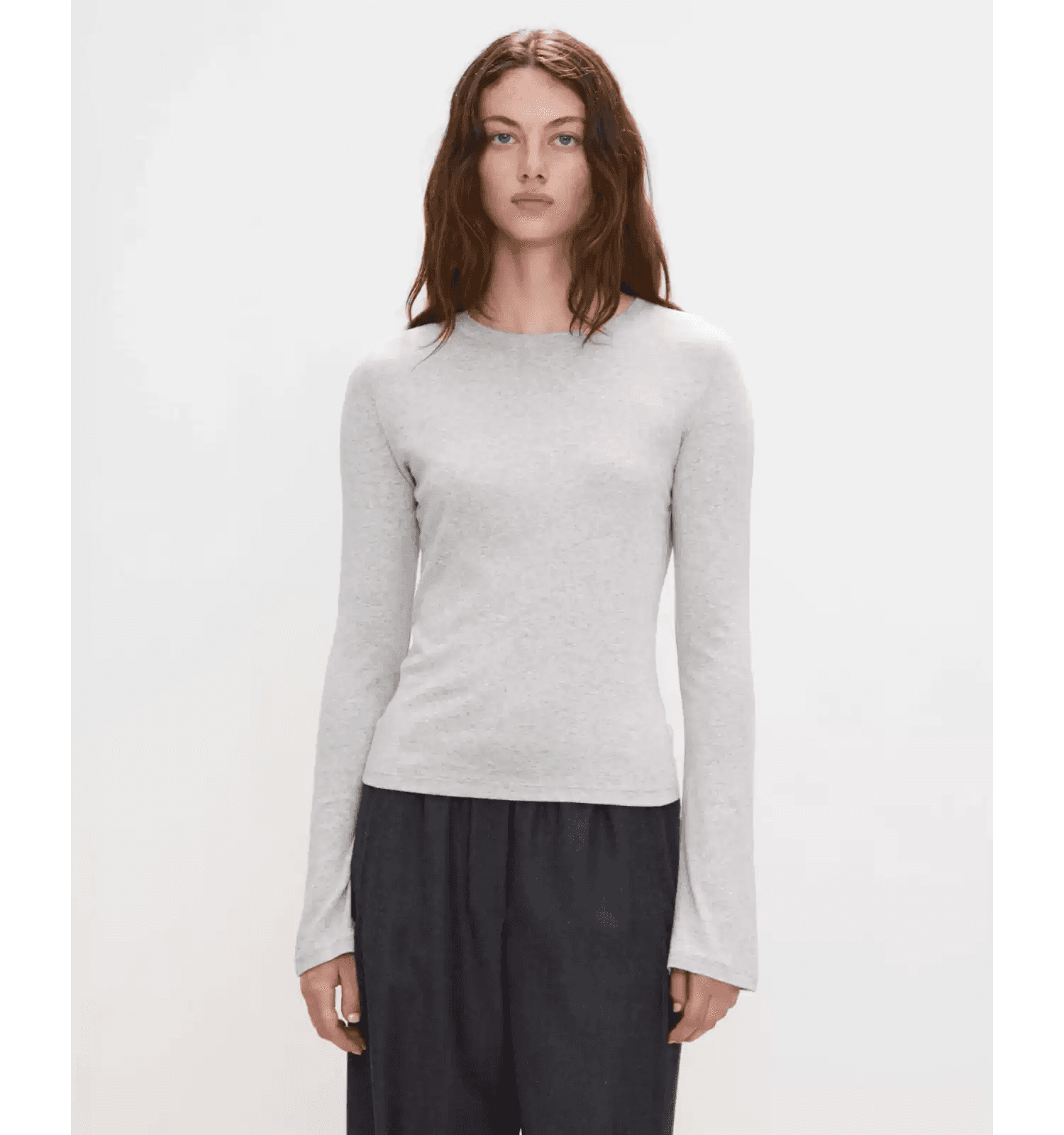 Modal-Cotton Seam-Detail Long-Sleeve Top - alternate view