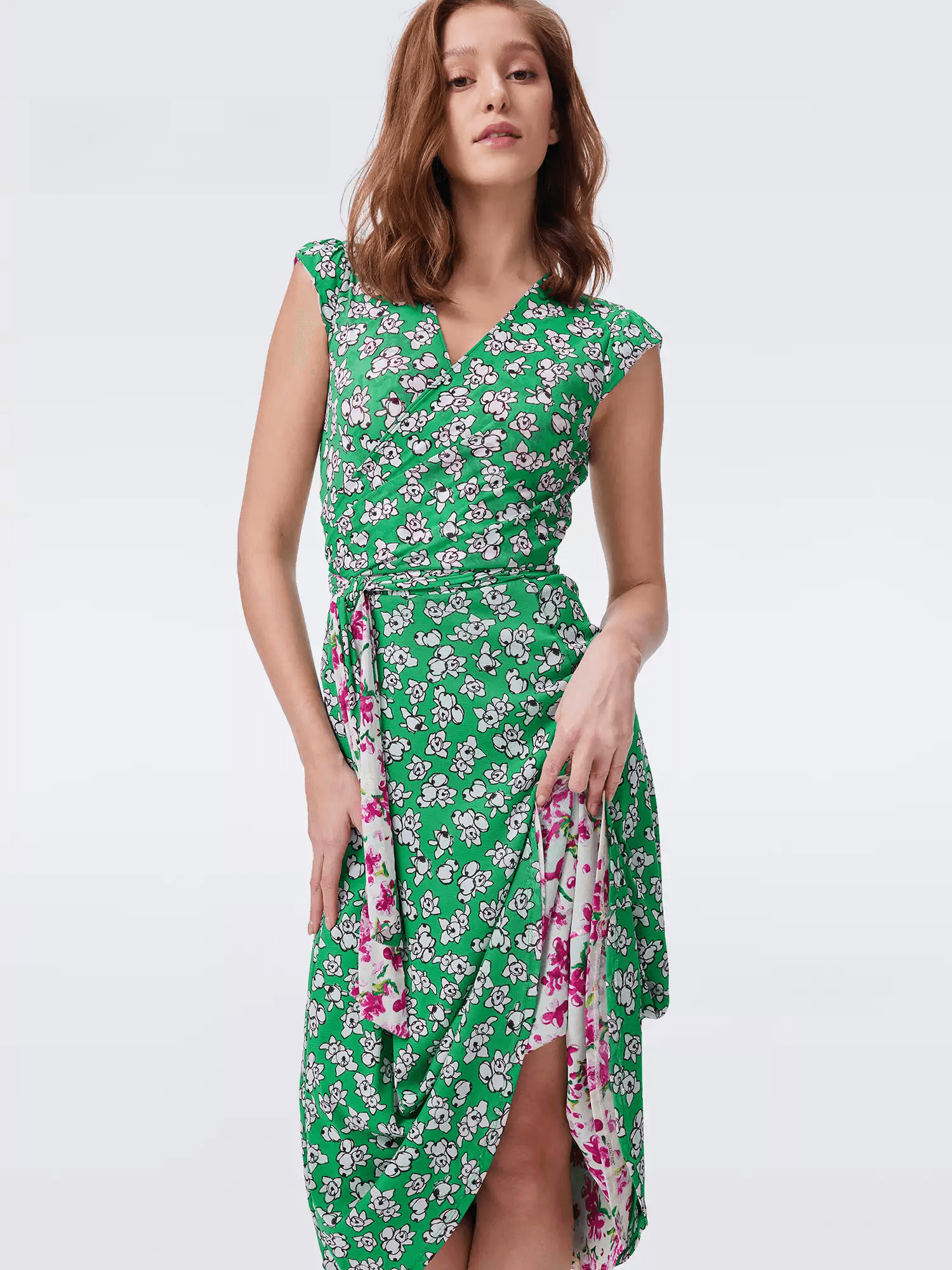 DVF Fall 2026 Reversible Floral Mesh Wrap Dress - alternate view